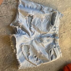 light wash jean shorts